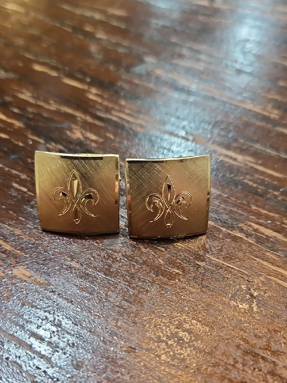 FLEUR DE LIS MENS CUFFLINKS Vintage‎ Gold toned